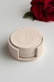 Mermer Desenli 4’lü Beton Bardak Altlığı & Stand | Minimalist Dekoratif Set - 1