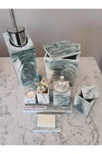 11 Parça Mermer Desenli Beton Banyo Seti Katı Sıvı Sabunluk Diş Fırçalık Pamukluk Mumluk Tepsi thumbnail 5