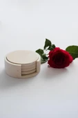 Mermer Desenli 4’lü Beton Bardak Altlığı & Stand | Minimalist Dekoratif Set - 5