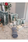 11 Parça Mermer Desenli Beton Banyo Seti Katı Sıvı Sabunluk Diş Fırçalık Pamukluk Mumluk Tepsi thumbnail 2