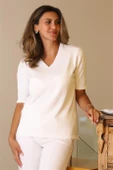 KISA KOLLU V YAKA TRİKO KADIN BLUZ  5726-2Y5 thumbnail 1