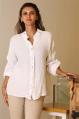 HAKİM YAKA PUL İŞLEMELİ BEYAZ KADIN CEKET 82217-2Y5 thumbnail 1
