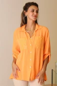 CEPLERİ PUL İŞLEMELİ ORANJ KADIN GÖMLEK  13-2Y5 thumbnail 2