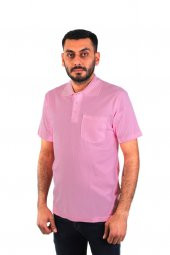 ESERIS - Polo Yaka Kısa Kol Pike Tişört - Pembe - 1