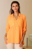 CEPLERİ PUL İŞLEMELİ ORANJ KADIN GÖMLEK  13-2Y5 thumbnail 1