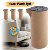(4 Adet) Plastik Terra Kubik Kayın Beji 15 cm Mobilya Kanepe Koltuk Baza Yükseltme Ayağı Ayakları thumbnail 2