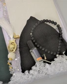 Dini Nikah Seti – Kurdeleli Özel Kutu | Dini Nikah Defteri, Kadife Yasin, Gelin Başörtüsü, Kristal Tesbih, Gül Suyu, Takke, Esans thumbnail 3