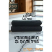 Modacar Kuaför Berber Havlusu 2 ADET Pamuk Berber Havlusu 50x90 Siyah - 1