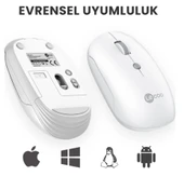 Lenovo lecoo WS211 Beyaz Şarjlı Sessiz Ergonomik Optik Kablosuz Mouse thumbnail 5