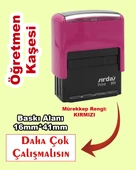 Öğretmen Kaşesi - Daha Çok Çalışmalısın, 911 (16mm x 41mm) Kırmızı Keçeli Otomatik Kaşe thumbnail 1