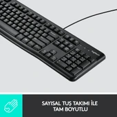 Logitech MK120 USB Kablolu Tam Boyutlu Türkçe Klavye Mouse Seti - Siyah thumbnail 5