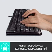 Logitech MK120 USB Kablolu Tam Boyutlu Türkçe Klavye Mouse Seti - Siyah thumbnail 2