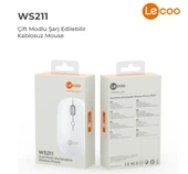 Lenovo lecoo WS211 Beyaz Şarjlı Sessiz Ergonomik Optik Kablosuz Mouse thumbnail 2
