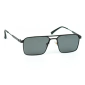 Di Caprio DC4011BLACK Siyah İnce Dikdörtgen Metal Çerçeve Antirefle Polarize Camlı Erkek Güneş Gözlüğü thumbnail 2