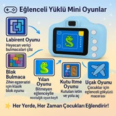 Çocuk Fotoğraf Makinesi  HD Ekranlı, Şarjlı, Hediye Kablo ve Askı Dahil Hediye Setli MAVİ - 5