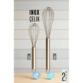 Modacar Inox Çelik Çırpıcı + Uzun Kısa 2 li Çırpıcı Seti - 1