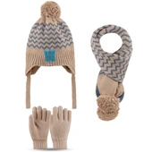 Kitti 4-8 Yaş Erkek Çocuk Atkı Bere Eldiven 3'lü Takım thumbnail 3