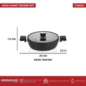 Kahramanlar Roma İndüksiyon Tabanlı Granit Tencere Takımı thumbnail 7