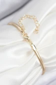 Pirinç Zirkon Taşlı Kalp Model Gold Renk Kadın Bileklik - TJ-BB7901 - 2