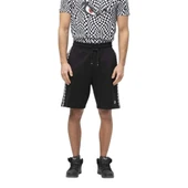 Siyah Dama Desen Şeritli Erkek Beli Lastikli Şort - 2