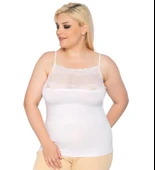 6 Adet Gümüş Bayan Önü Geniş Dantelli İp Askılı Atlet 4064 thumbnail 3