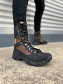 Ekir  Bağcıklı Ortopedik Taban Günlük Cilt Erkek Askeri Postal Bot CST Siyah/Haki - 1