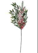 Yapay Çiçek Karlı Kokina ve Çam Dalı Uzun Dal 80cm Yılbaşı Çiçeği Red Berry thumbnail 2