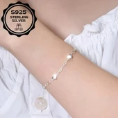 Heart chain 925 Ayar sade şık zincir kalpli gümüş bileklik thumbnail 3