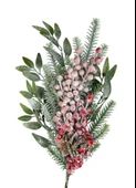 Yapay Çiçek Karlı Kokina ve Çam Dalı Uzun Dal 80cm Yılbaşı Çiçeği Red Berry thumbnail 1