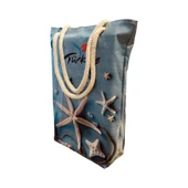 Kadın Plaj ve Alışveriş Çantası - Deniz Yıldızı Türkiye Desen thumbnail 1