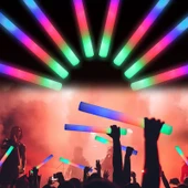 Led Işıklı 3 Modlu Kauçuk Işıklı Sünger Parti Çubuk Sopa - 46 cm (6’lı Paket) - 1