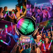 Led Işıklı 3 Modlu Kauçuk Işıklı Sünger Parti Çubuk Sopa - 46 cm (6’lı Paket) - 2