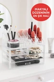 Şeffaf Akrilik Makyaj ve Takı Organizeri – 3 Katlı Çekmeceli Düzenleyici, Kompakt ve Dayanıklı thumbnail 1