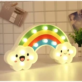 Gülen Bulutlu Gökkuşağı LED Gece Lambası - 1