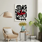 Kırmızı Siyah Kalabalık Duvar Tablosu Çerçeveli 3'lü Set Beyaz Renk 21 x 30 Boyut/Ebat - 3