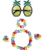 Renkli Ananas Gözlük, Taç, Kolye ve Bileklik Seti thumbnail 1