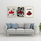 Kırmızı Siyah Kalabalık Duvar Tablosu Çerçeveli 3'lü Set Ahşap Renk 35 x 50 Boyut/Ebat thumbnail 1