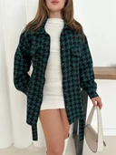 Uzun kaşe gömlek petrol yeşili st255812 - 6