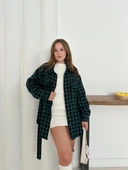 Uzun kaşe gömlek petrol yeşili st255812 - 1