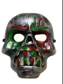 Kırmızı Kan Şeritli Dişli Dracula Kuru Kafa Maskesi Gri Renk - 2