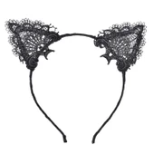 MDB Siyah Kedi Dantel Taç + Eldiven Seti – Parti, Dans ve Kostüm Kombini thumbnail 3