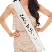 MDB Beyaz Gümüş Bride To Be Yazılı Kuşak Kemer thumbnail 1