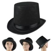 MDB Yetişkin Boy Siyah Renk Keçe Sihirbaz Fötr Şapka thumbnail 1