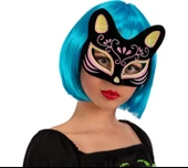 MDB Siyah Süet Sarı Pembe Simli Kedi Maskesi thumbnail 2