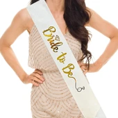 MDB Altın Bride To Be Yazılı Beyaz Kuşak thumbnail 1