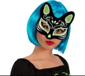 MDB Siyah Süet Kaplama Gümüş Yeşil Simli Kedi Maskesi thumbnail 2