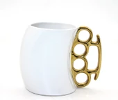 MDB Porselen Muşta Tasarımlı Kupa Bardak Beyaz Renk - 1