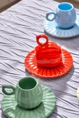 12 Parça 6 Kişilik Kabak Model Çizgili Kahve Fincan Takımı - 3