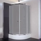 Sırduş 80x80x180 Oval Parlak Profil Komple Kumlu Cam Duş Kabini & 80x80x16 Panelli Duş Teknesi Set - 1