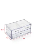 Şeffaf 3 Çekmeceli Kalemlik Düzenleyici Organizer 14×24×10 cm thumbnail 5